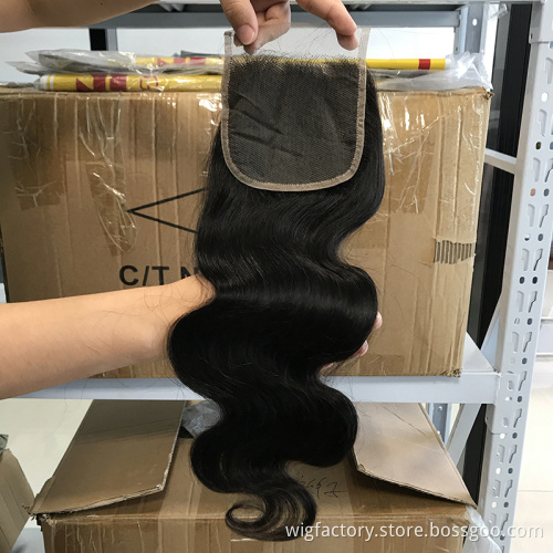 transparent brazilian hair 4x4 lace closure, cuticle aligned hair cheap lace closure body wave ,100% human hair lace closure